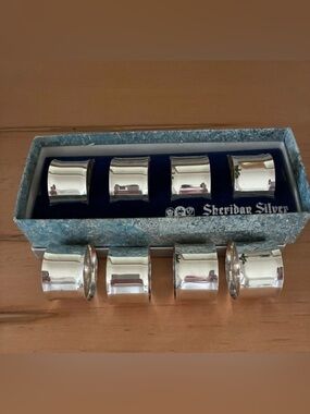 Vintage Sheridan Silver Napkin Rings - Silver plate Set of 8